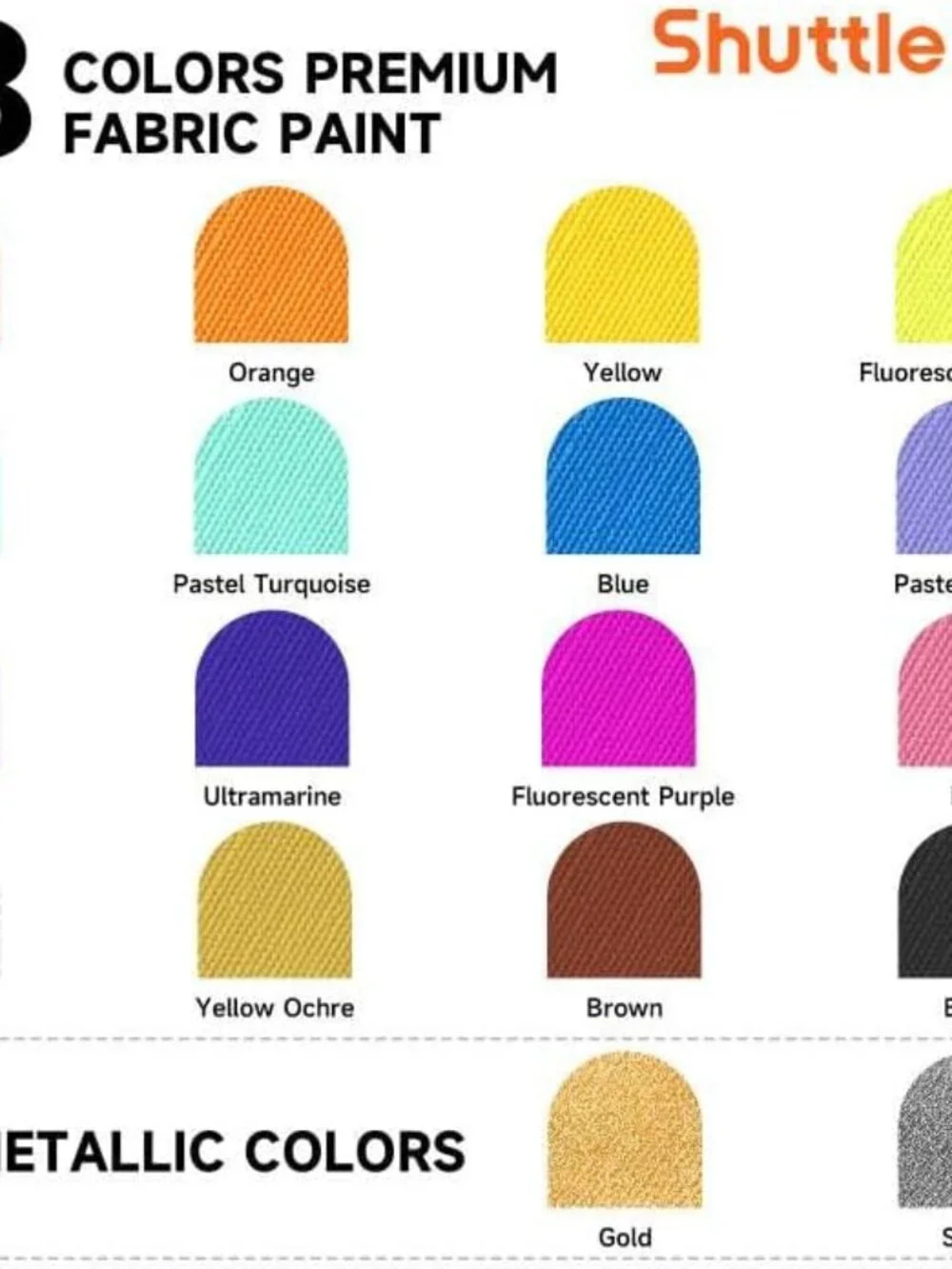 NEW Shuttle Art Fabric Paint 18 Colors Permanent Soft Fabric Paint in Bottles wi